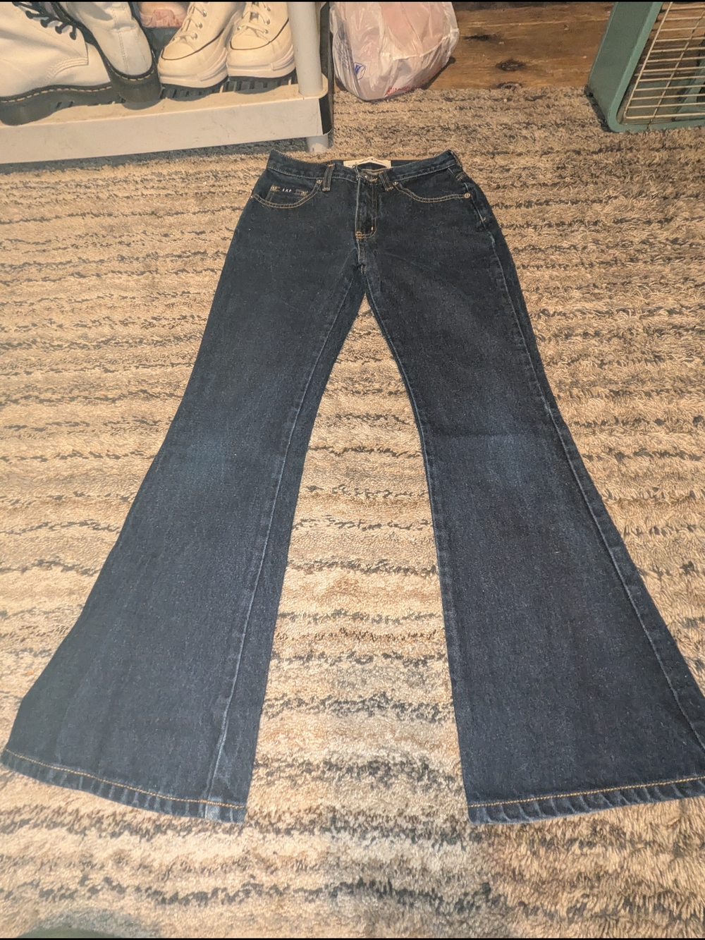 High-Rise Dark Indigo Flare Jeans - Women's Wide Leg
